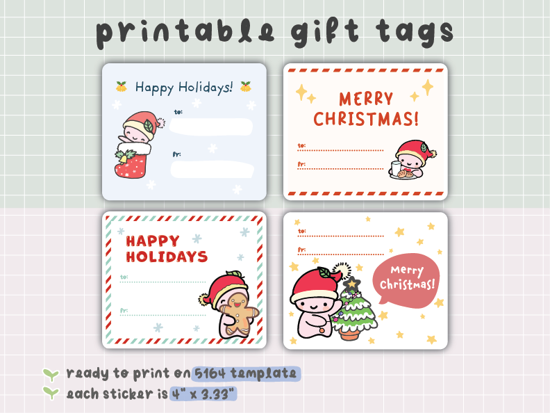 Printable Christmas Assortment Bundle – Stickers, Cards, Tags & Memo Pad
