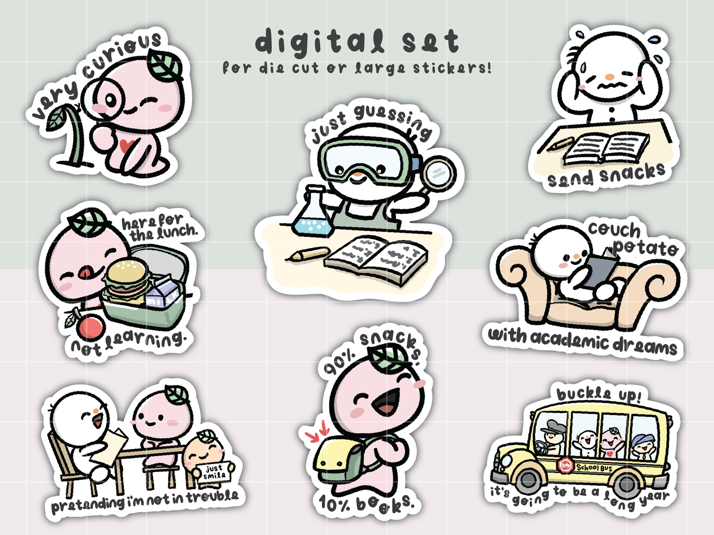 Back to School Clipart Set | For Die Cuts or Large Stickers | Digital Download