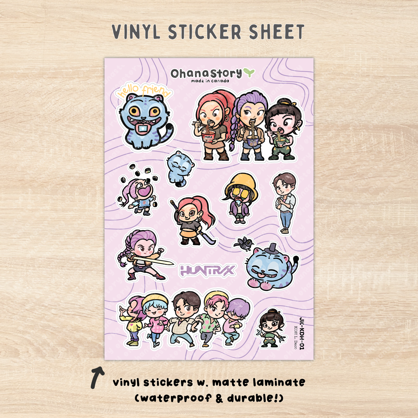 JK-KDH-01 | Kpop Demon Hunters Vinyl Sticker Sheet with Shiny Star laminate | KDH
