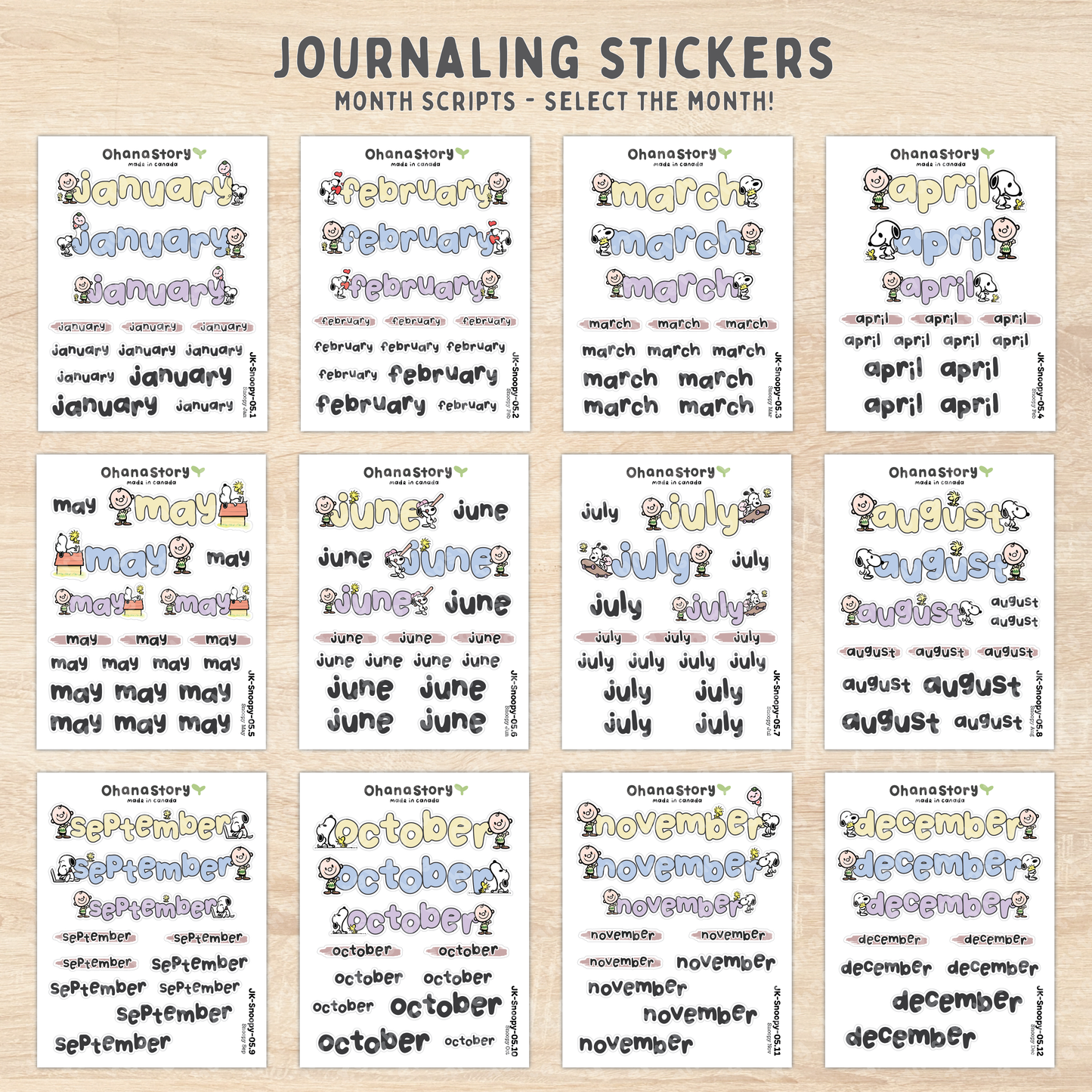 JK-Snoopy-All | Snoopy Journaling Stickers Kit