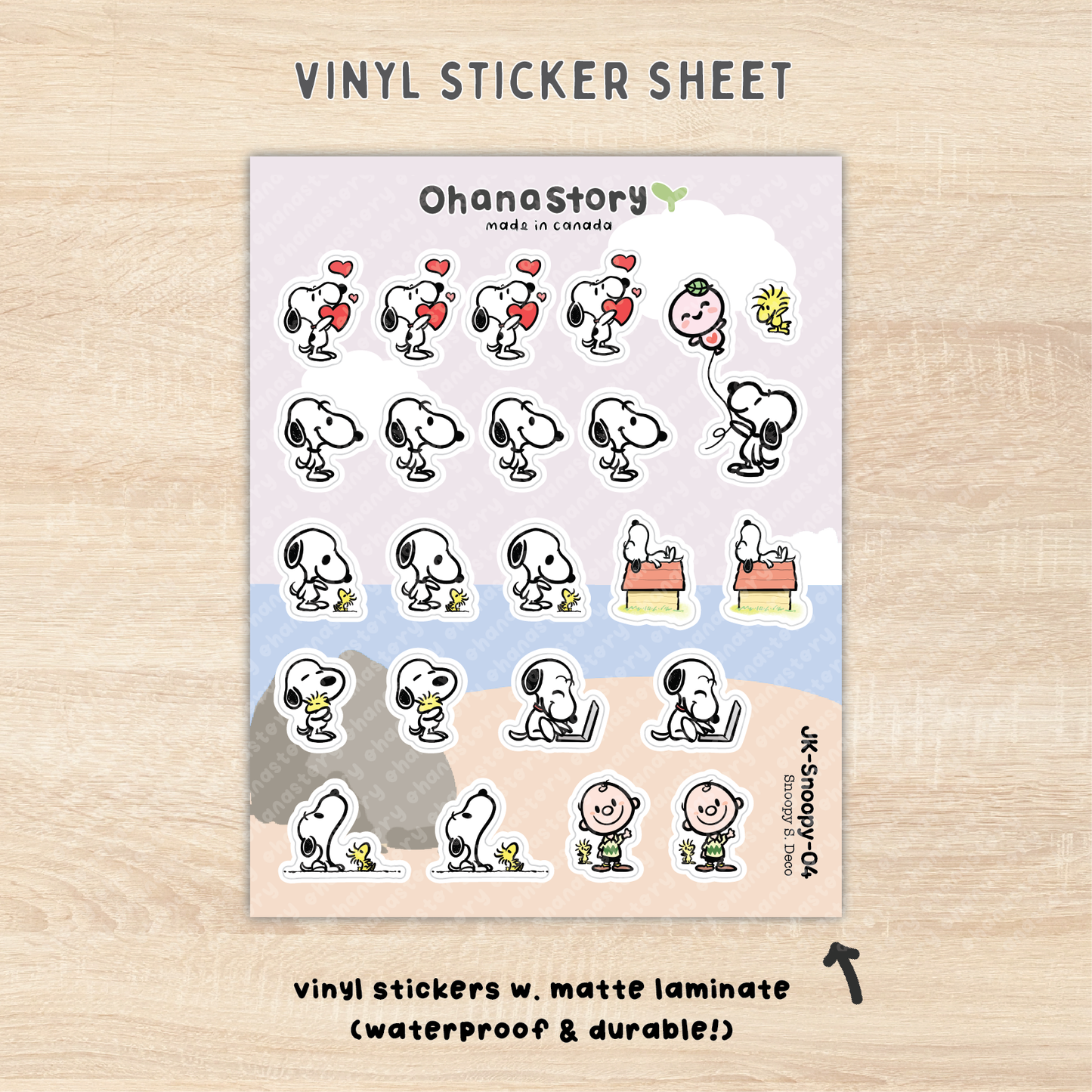 JK-Snoopy-04 | Snoopy Small Deco Vinyl Sticker Sheet
