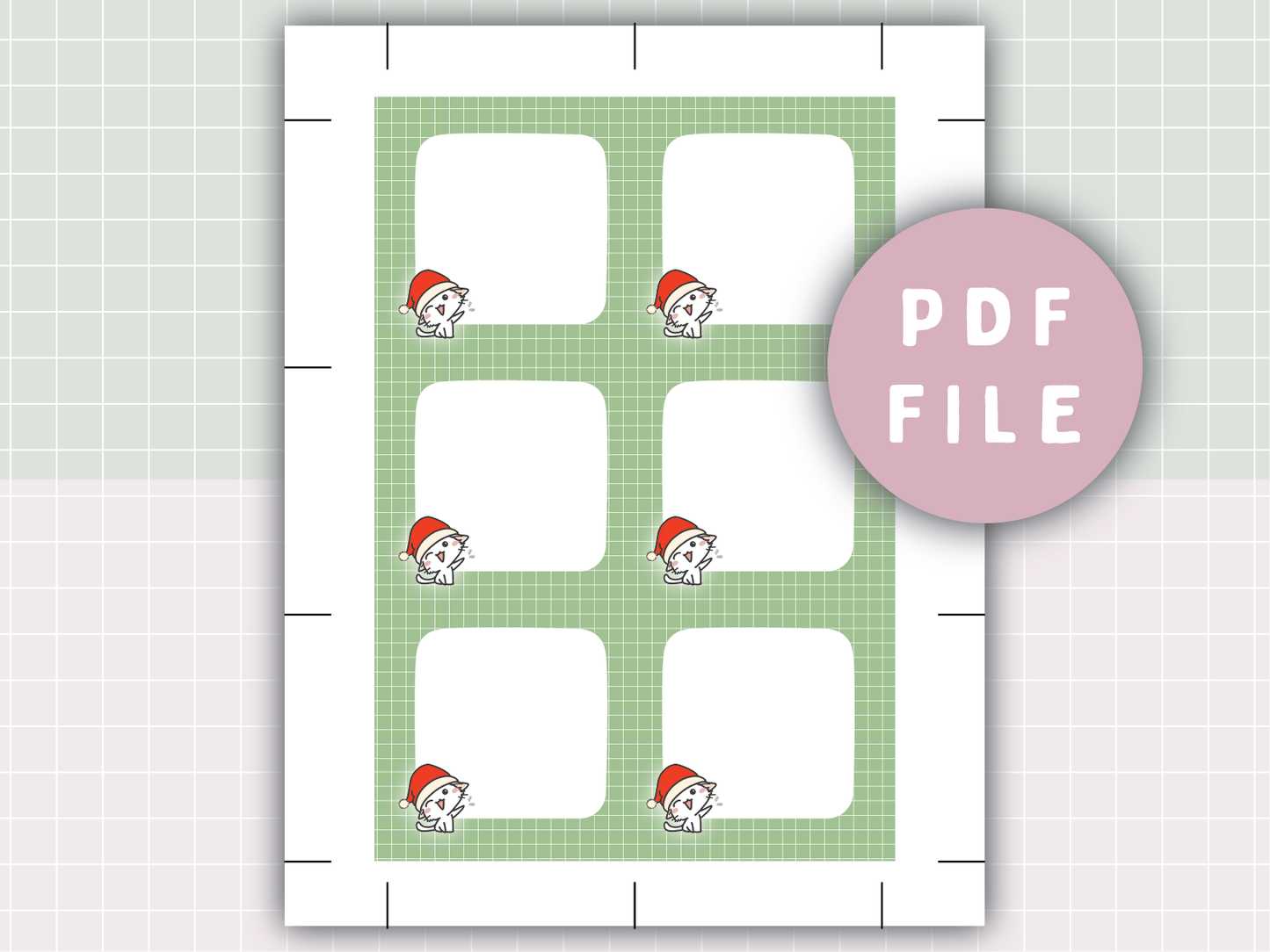 Kitty with Santa Hat Digital Notepad | 3 x 3" Memopad