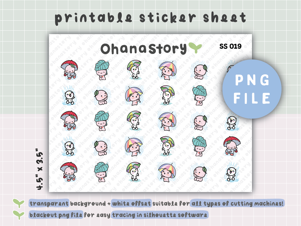 SS019 | Buji & Snomi Rainy Day Printable Icon Stickers