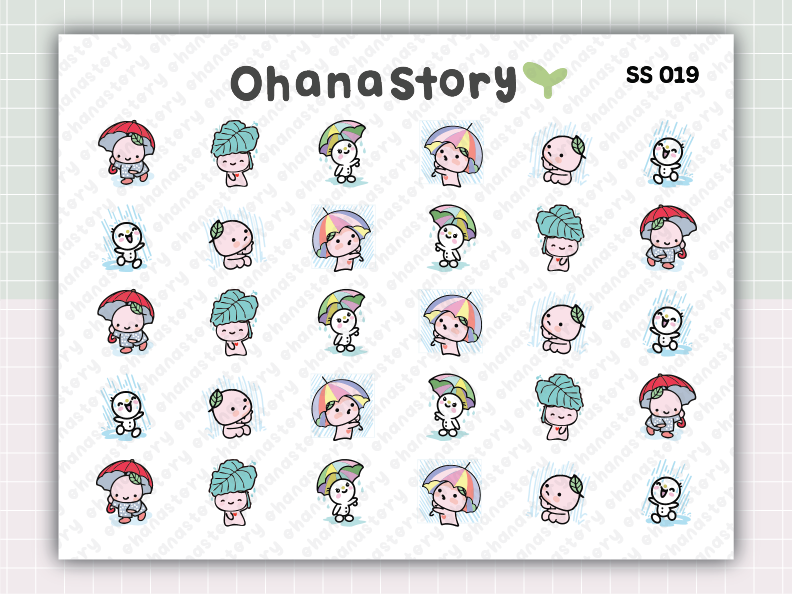 SS019 | Buji & Snomi Rainy Day Printable Icon Stickers