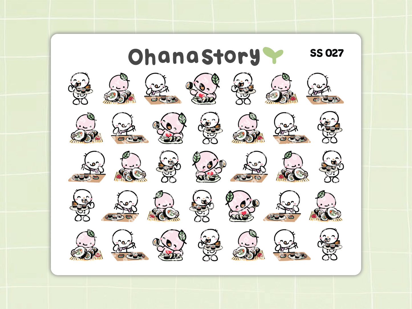 SS027 | Sushi or Gimbap Icon Stickers Sheet