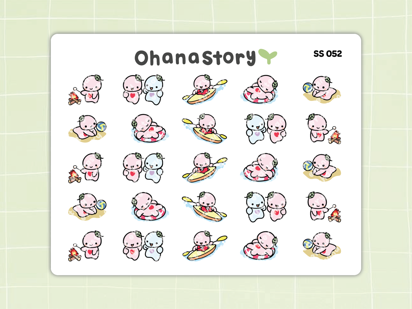 SS052 | Summer Activities Icon Stickers Sheet