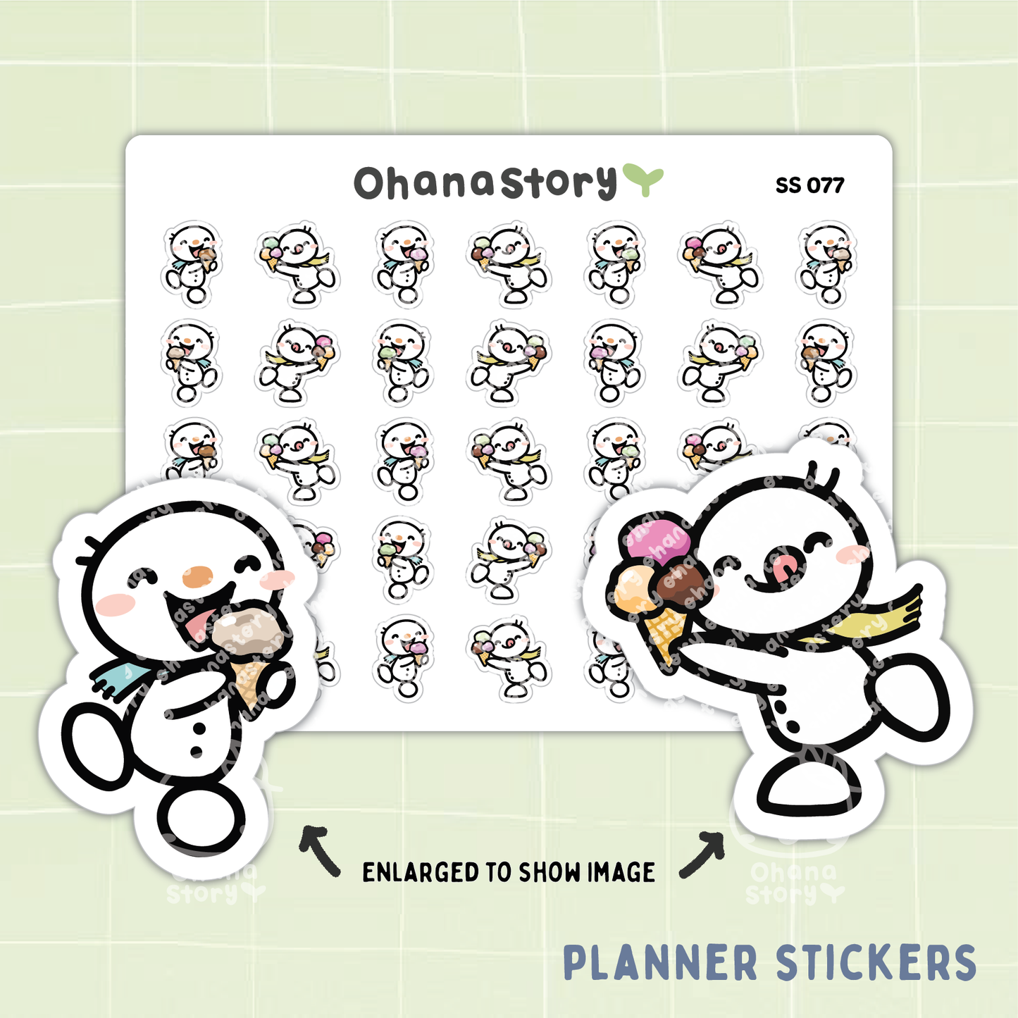 SS077 | Snomi Enjoying Ice Cream Icon Stickers Sheet