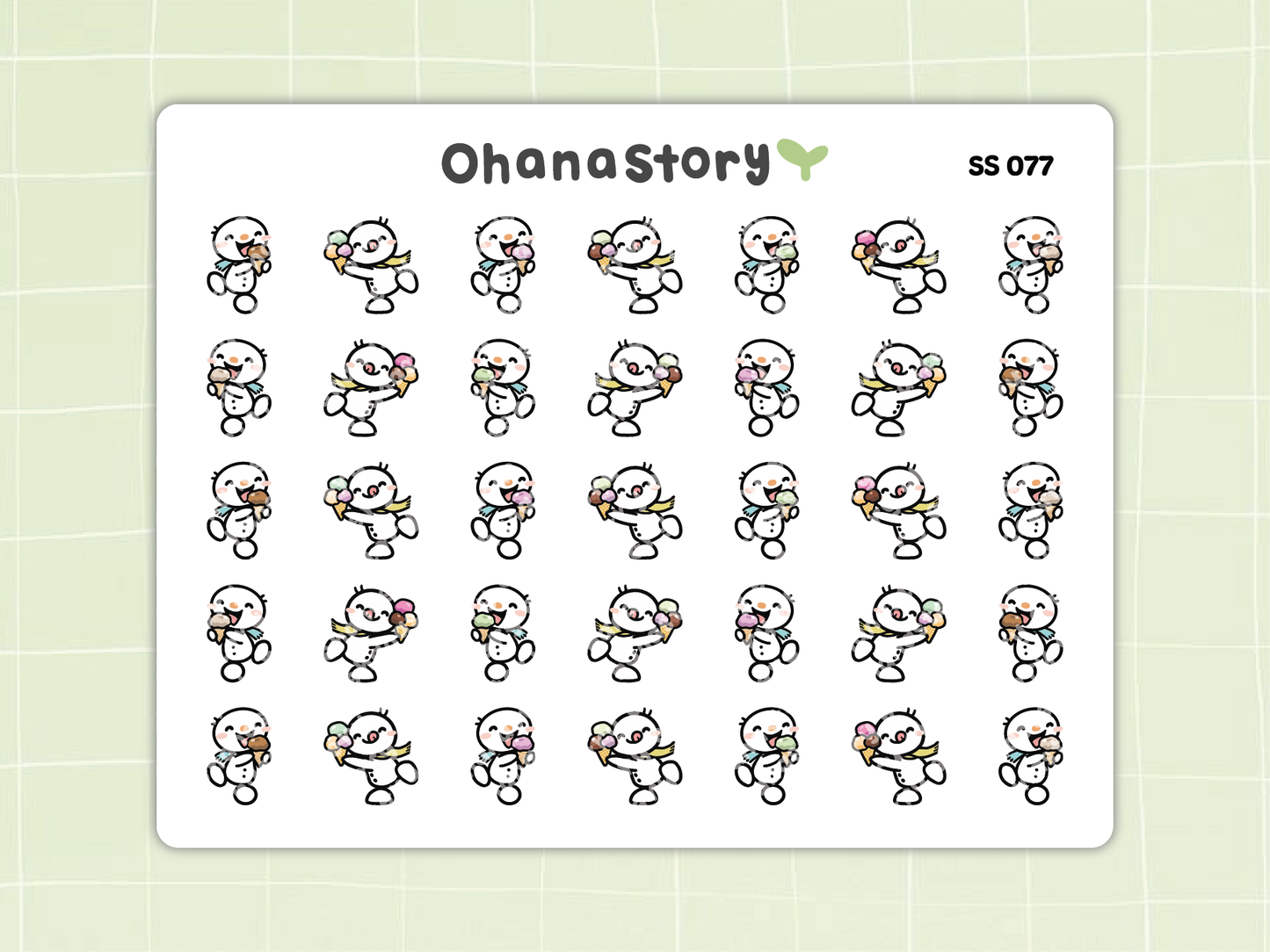 SS077 | Snomi Enjoying Ice Cream Icon Stickers Sheet