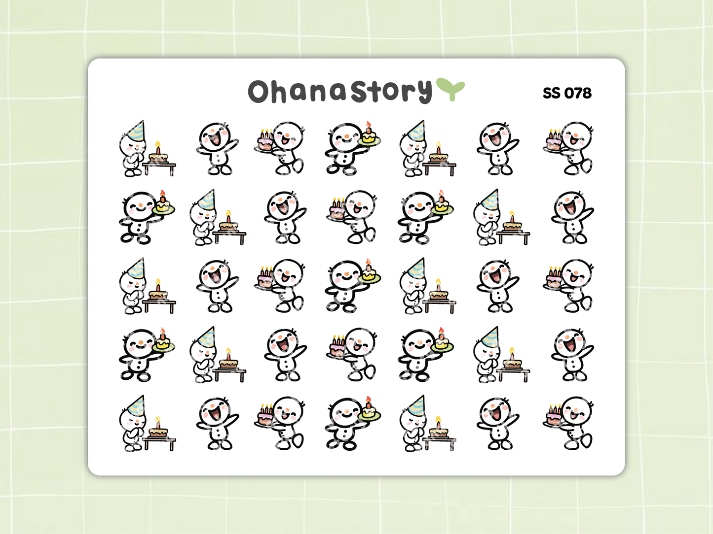 SS078 | Snomi Birthday Icon Stickers Sheet