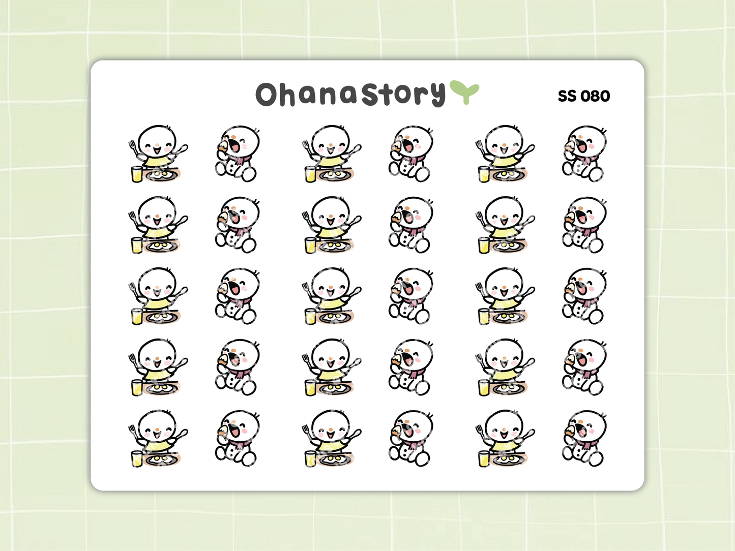 SS080 | Snomi Eating Eggs Protein Icon Stickers Sheet