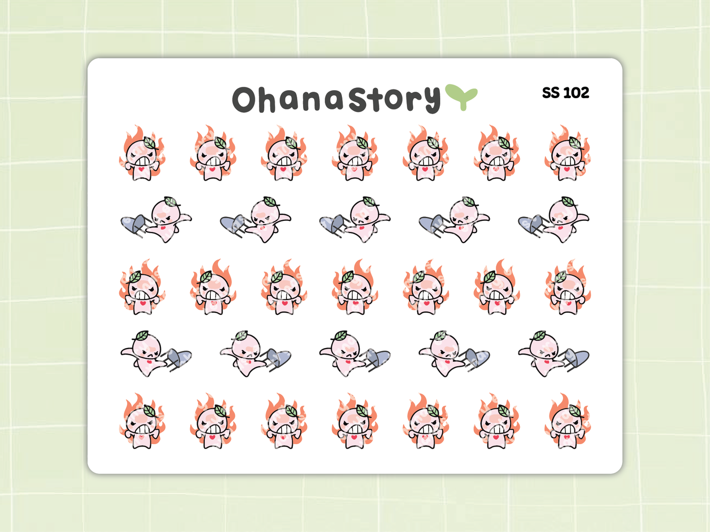 SS102 | Angry Buji Icon Stickers Sheet