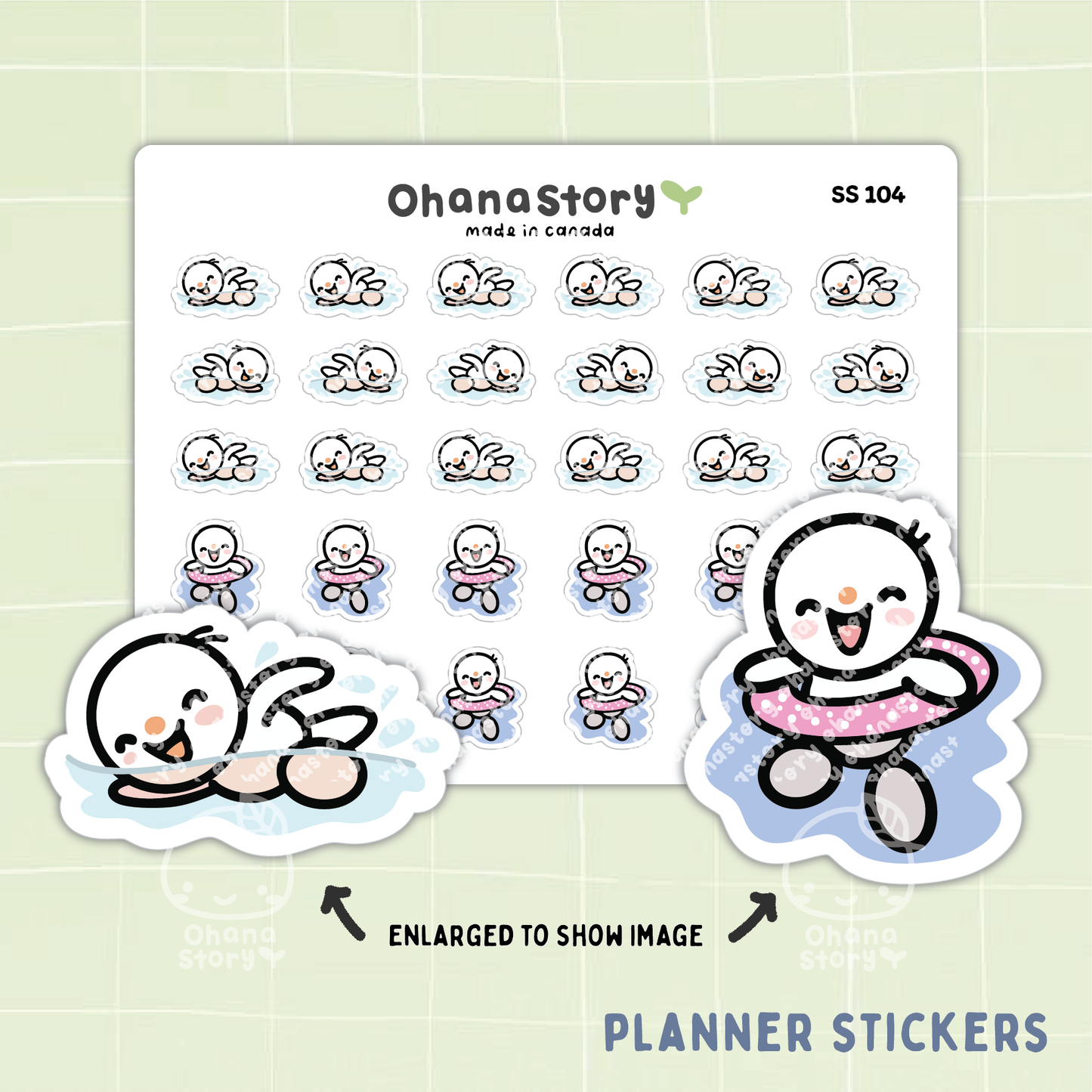 SS104 | Snomi Swimming Icon Stickers Sheet