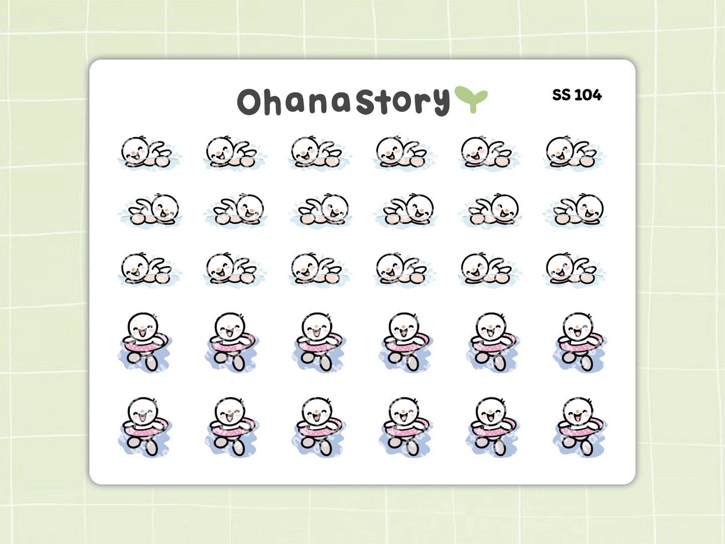SS104 | Snomi Swimming Icon Stickers Sheet