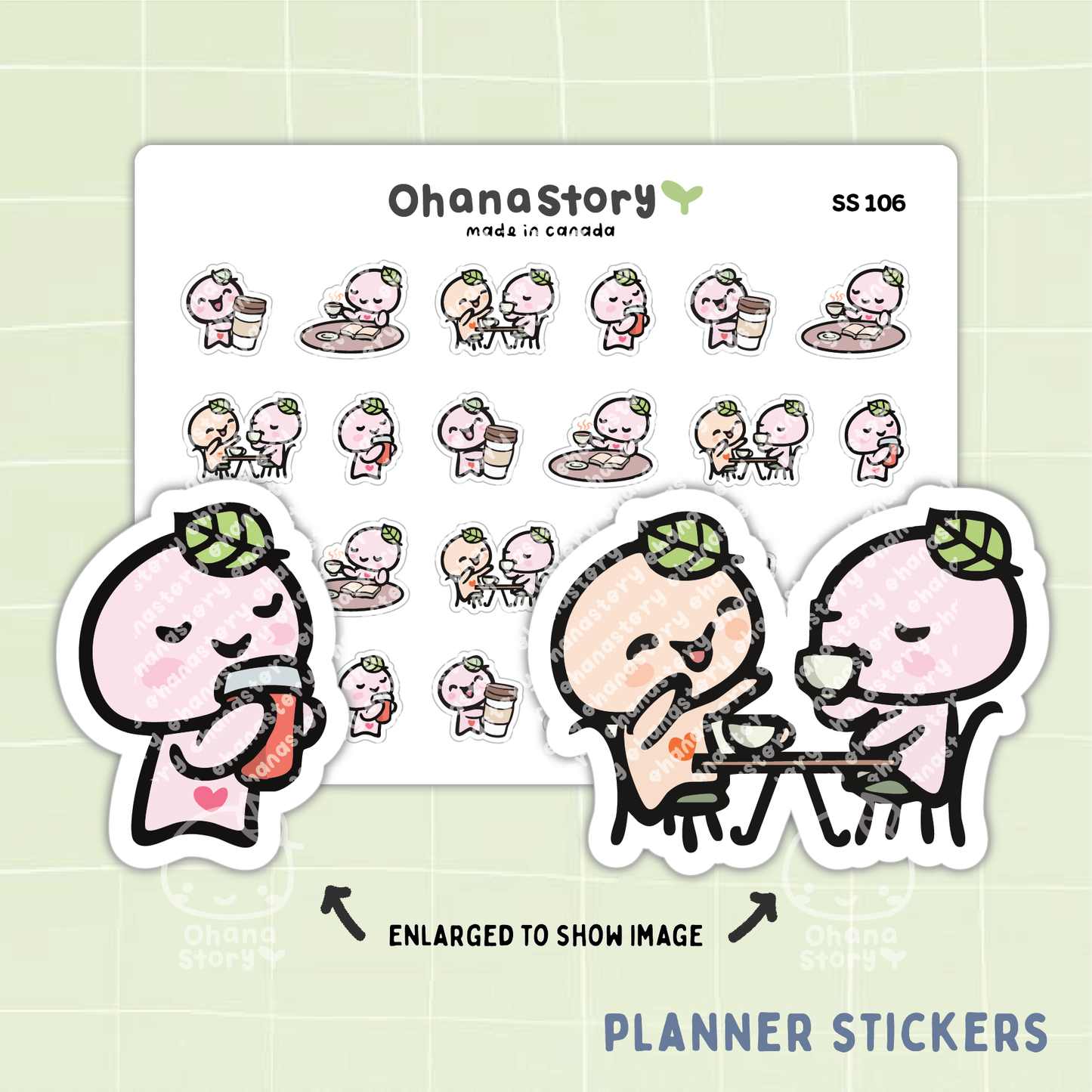 SS106 | Buji Enjoying Coffee Icon Stickers Sheet