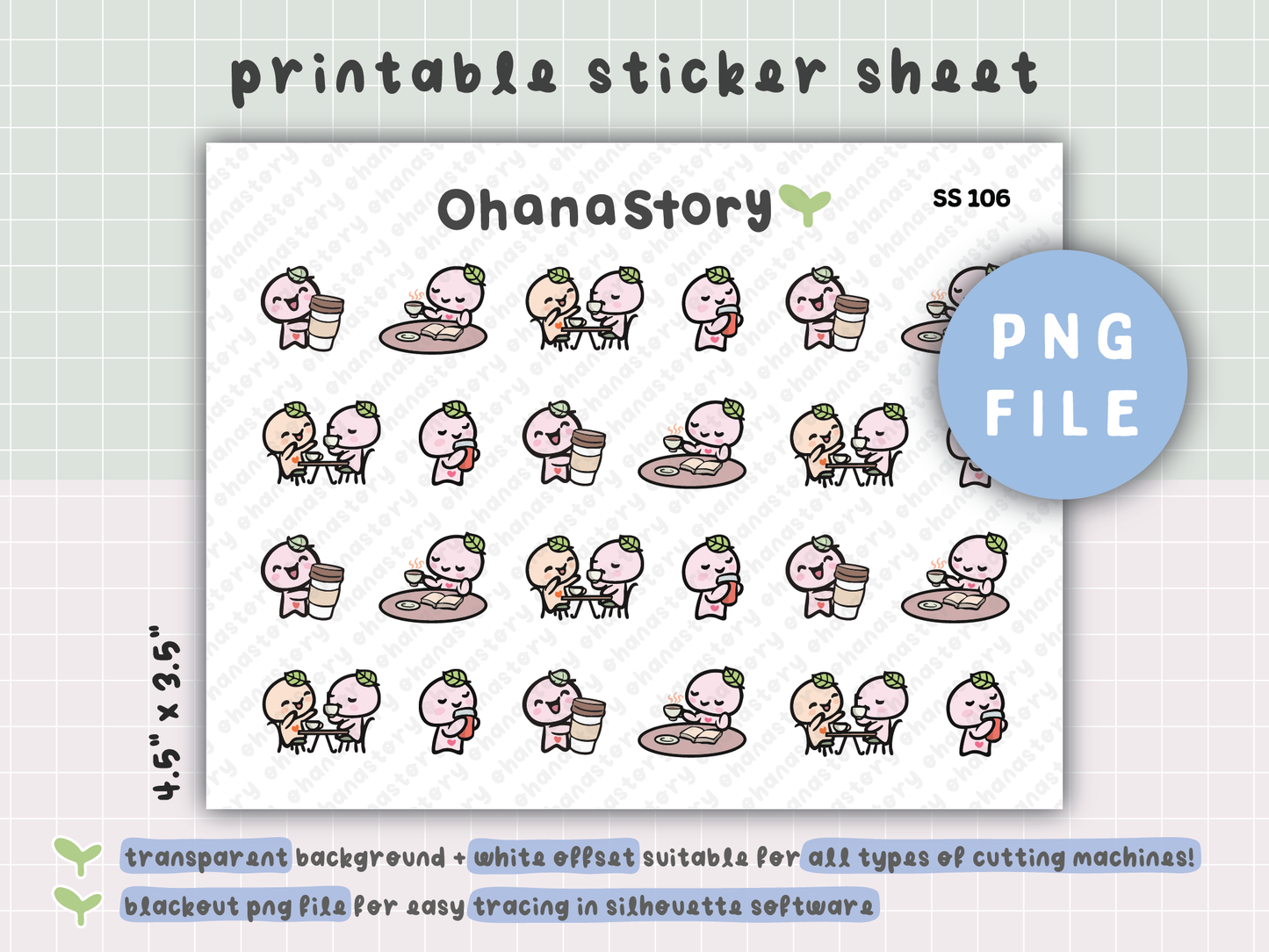 SS106 | Coffee with Buji Printable Icon Stickers