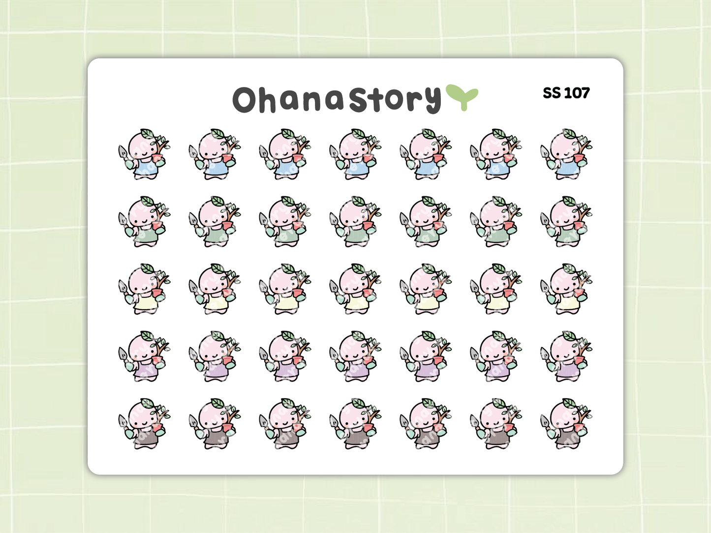 SS107 | Gardening with Buji Icon Stickers Sheet