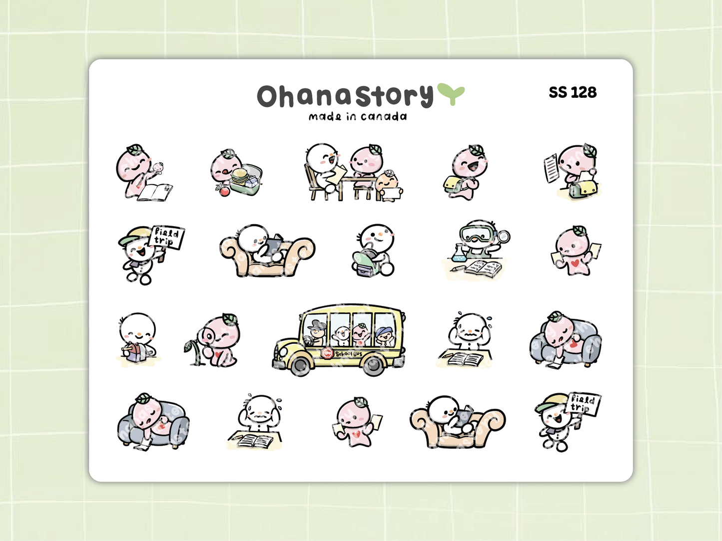 SS128 | School Small Deco Icon Stickers Sheet