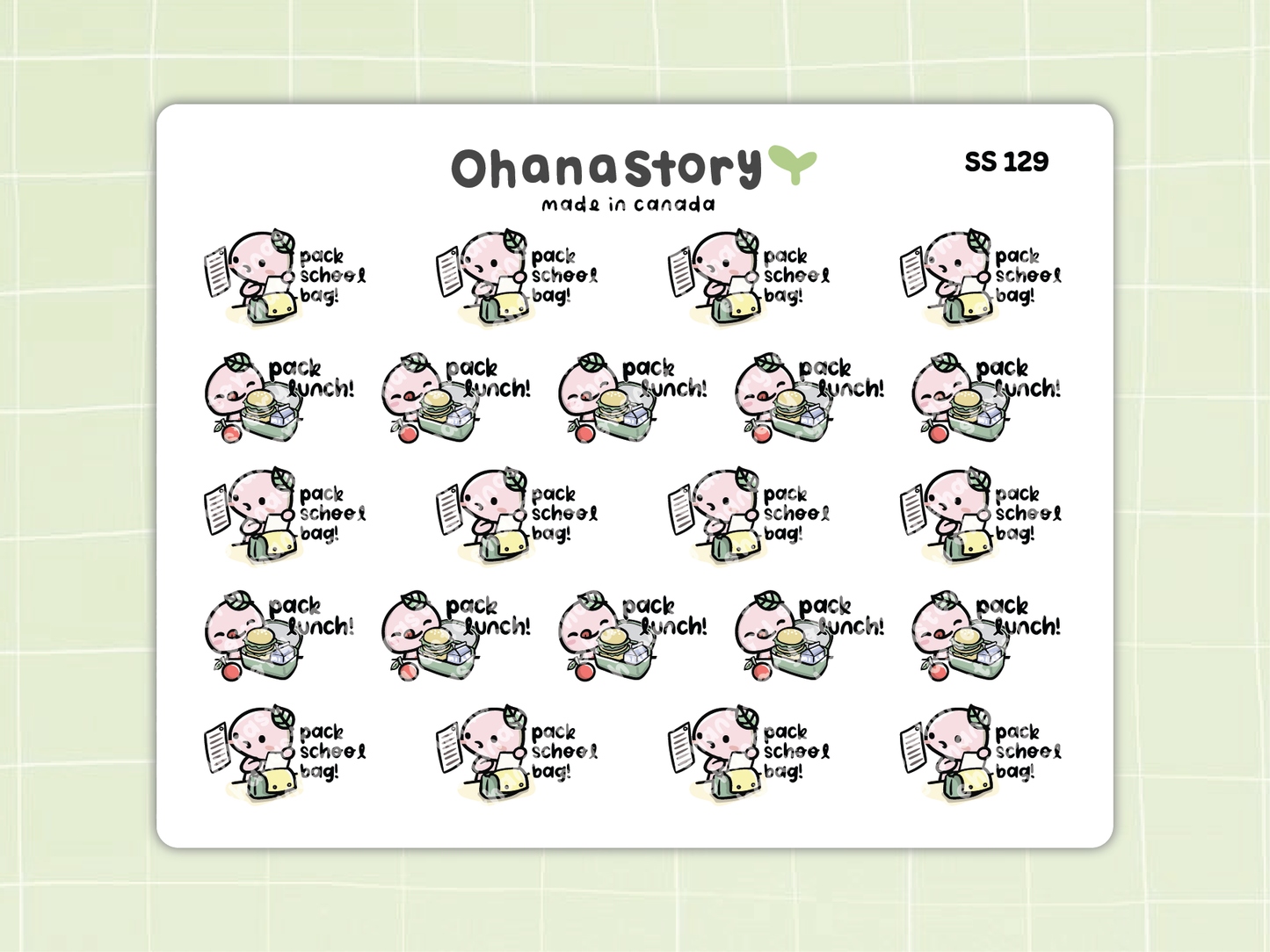 SS129 | Pack Lunch / Bag Icon Stickers Sheet