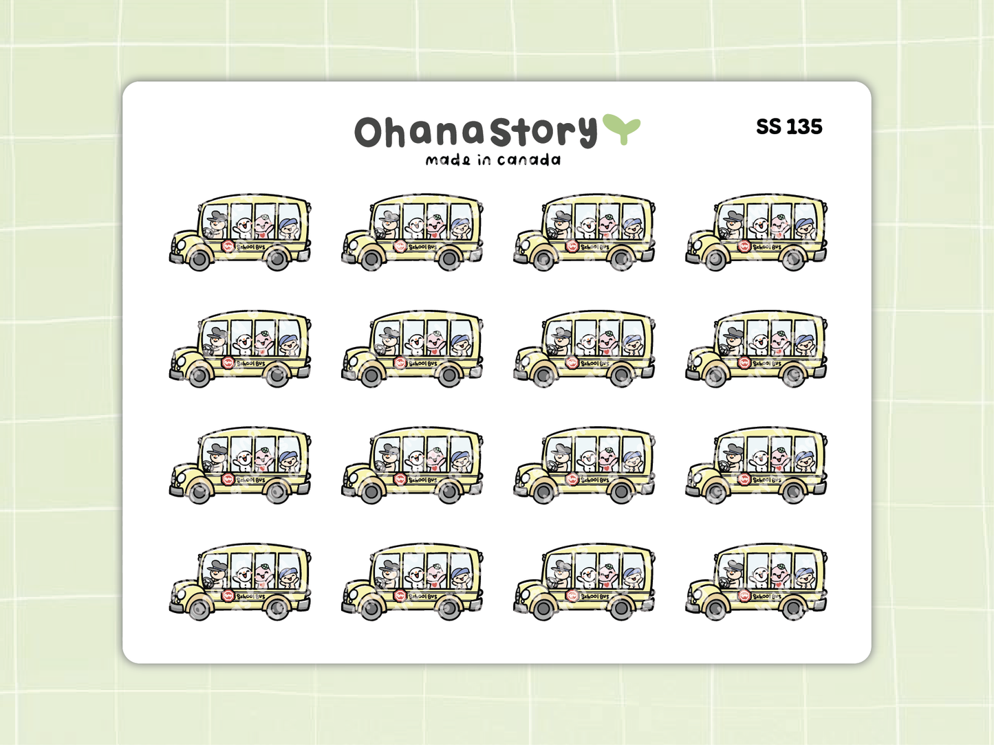 SS135 | School Bus Icon Stickers Sheet