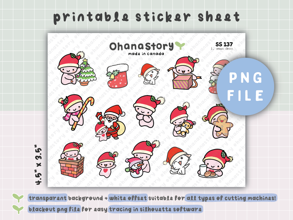 SS137 | Christmas Cheer Large Deco Printable Stickers