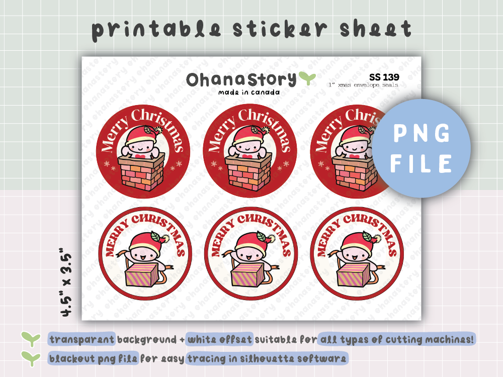 SS139 | Christmas Envelope Seals V1 Printable Stickers