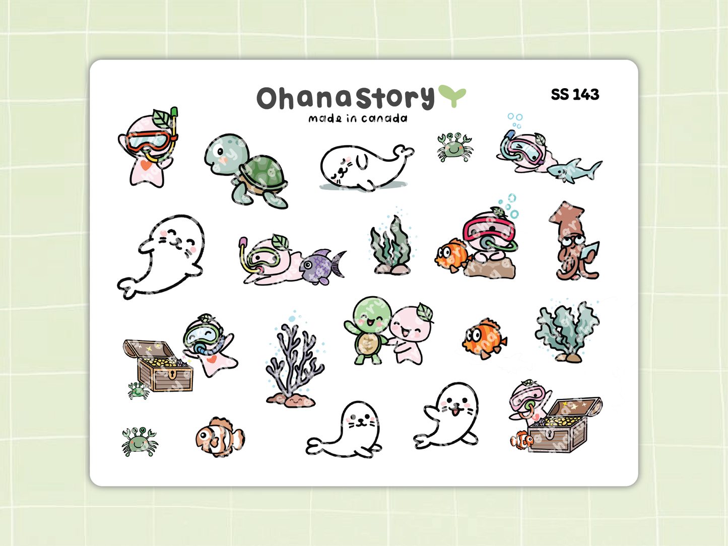 SS143 | Under the Sea V2 Icon Stickers Sheet