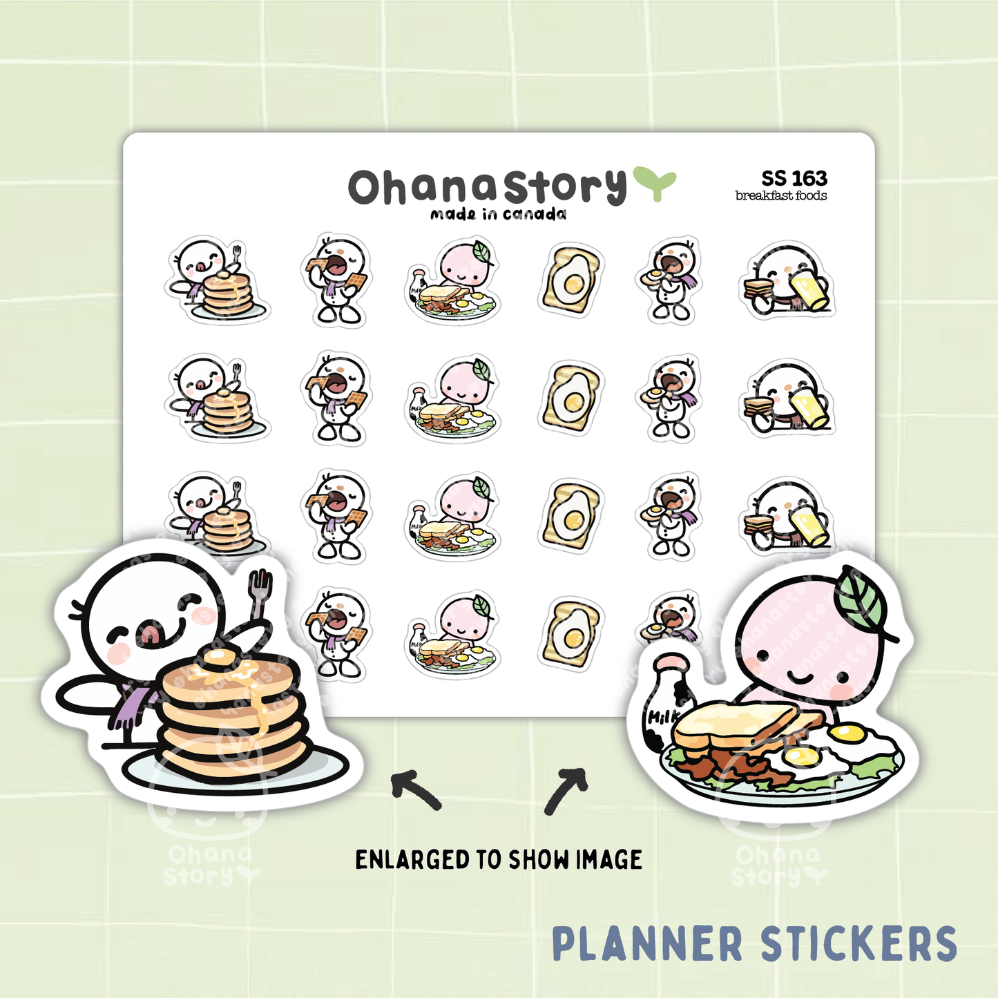 SS163 | Breakfast Foods Icon Stickers Sheet