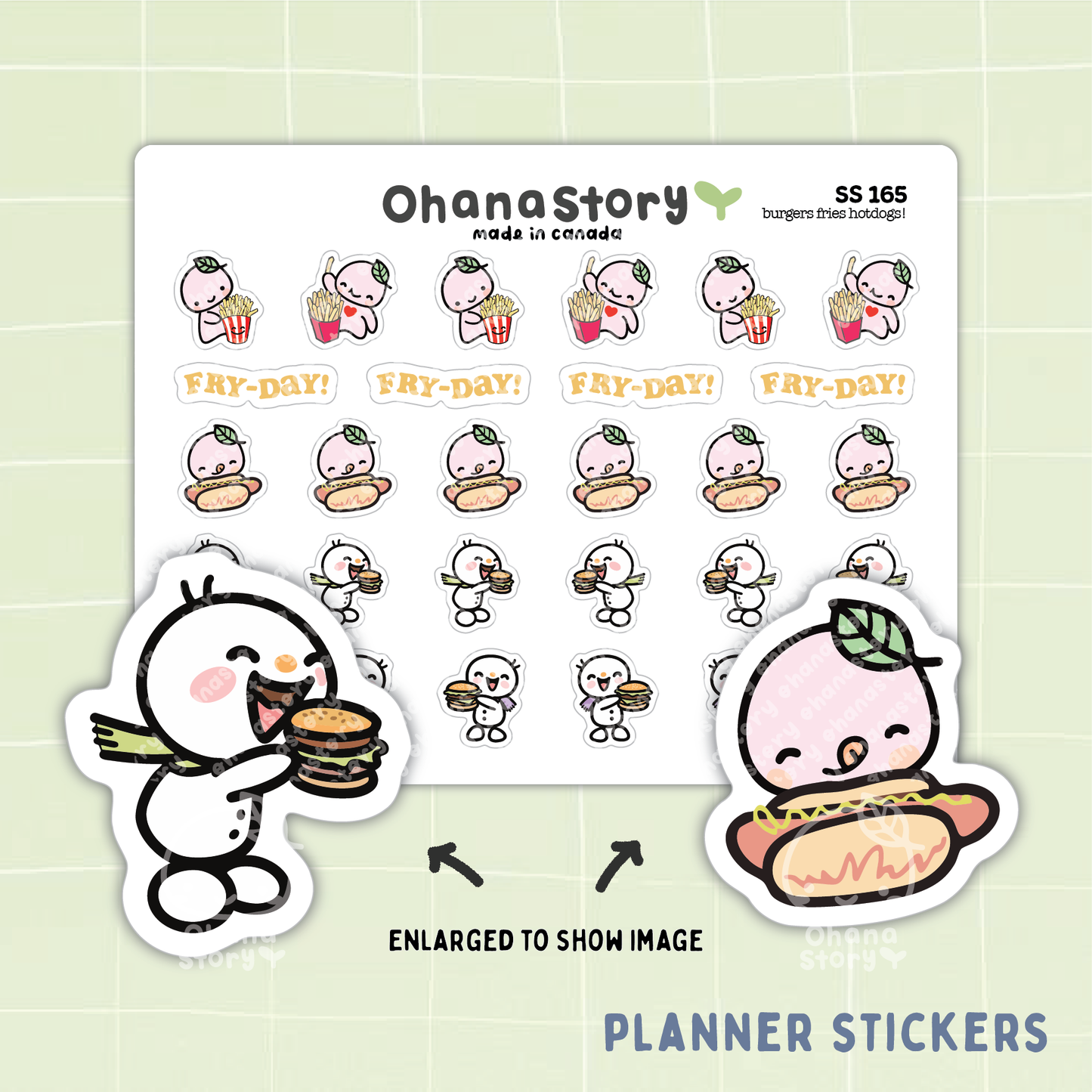 SS165 | Burgers Fries Hotdog Icon Stickers Sheet