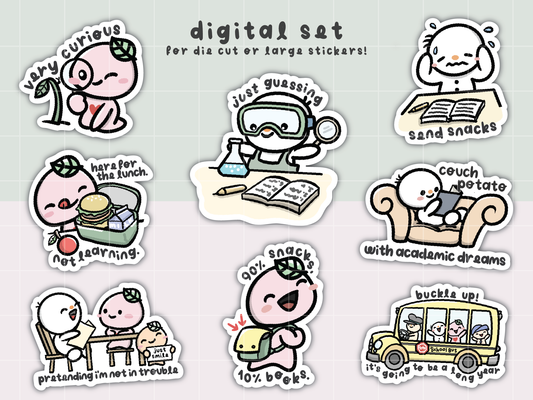 Back to School Clipart Set | For Die Cuts or Large Stickers | Digital Download