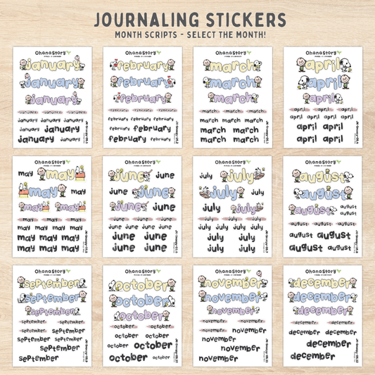 JK-Snoopy-05 | Snoopy Monthly Script Sticker Sheet