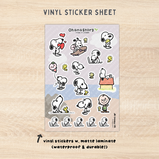 JK-Snoopy-01 | Snoopy Large Deco Vinyl Sticker Sheet