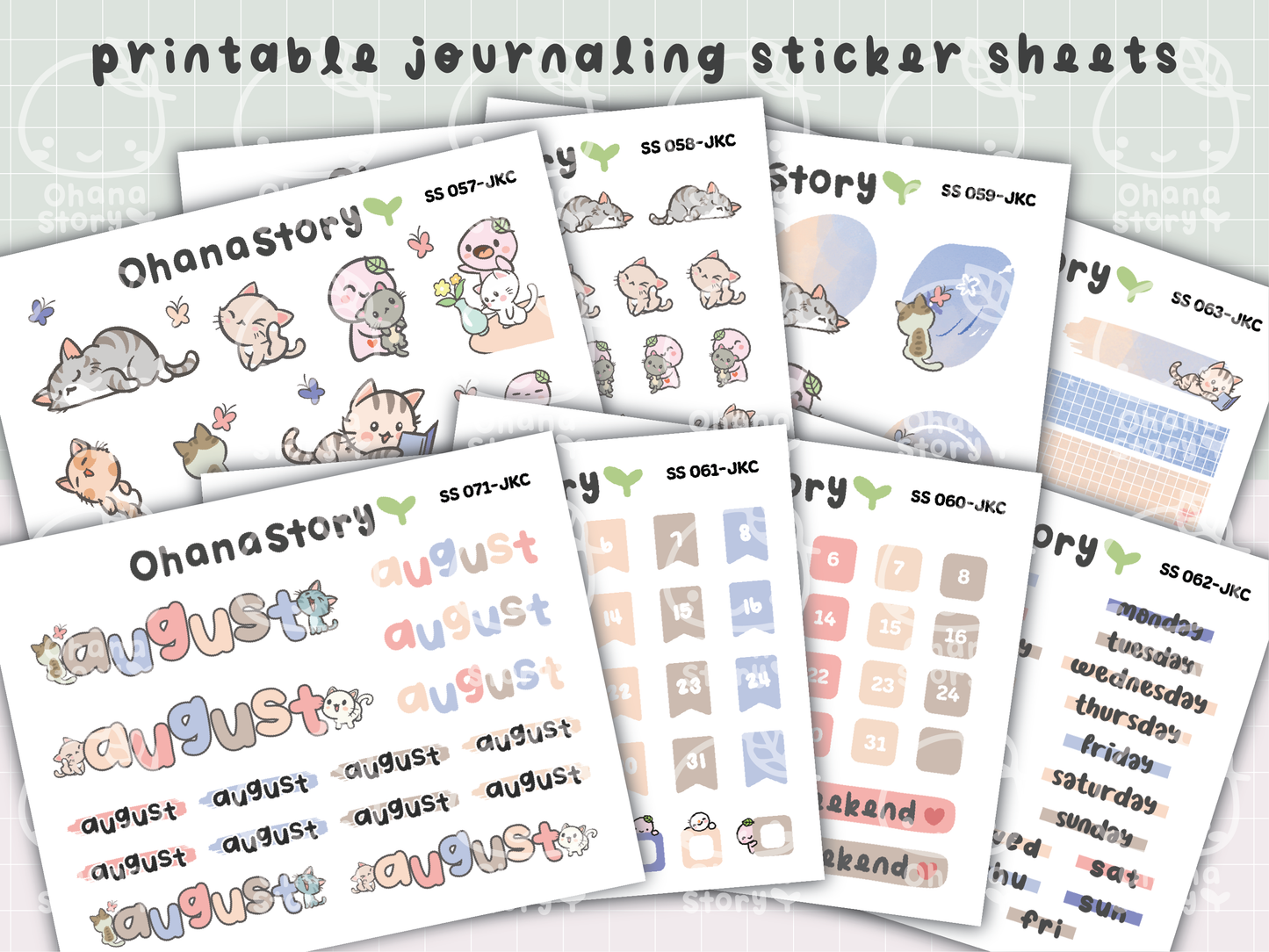JKC | Buji and Cats | Printable Journaling Stickers for Planners & Bullet Journals