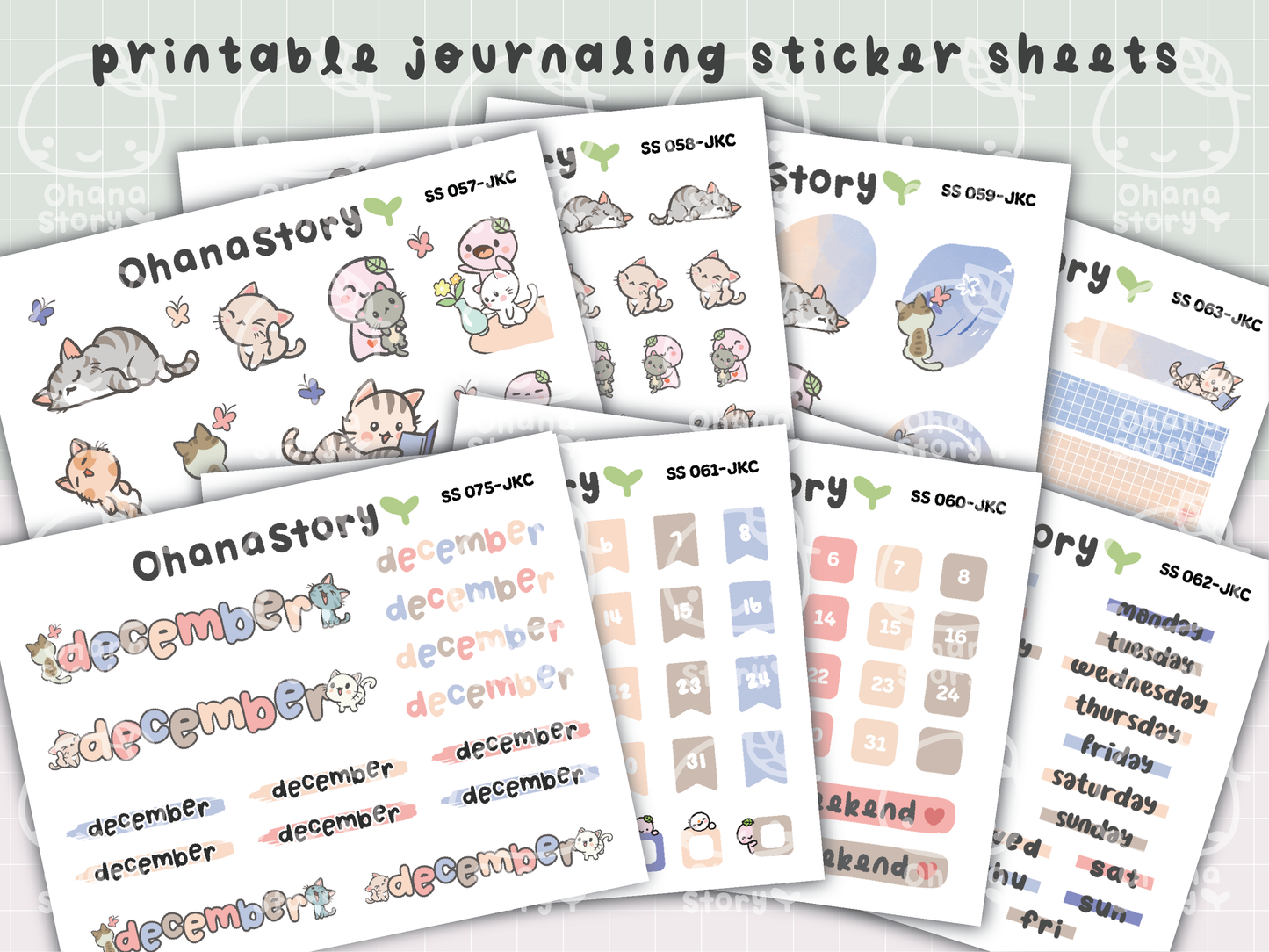 JKC | Buji and Cats | Printable Journaling Stickers for Planners & Bullet Journals
