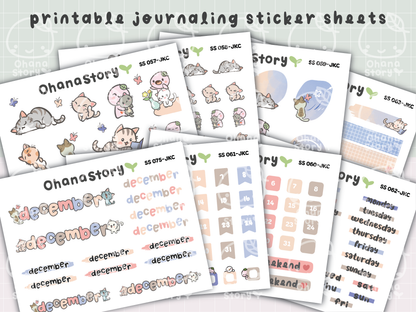 JKC | Buji and Cats | Printable Journaling Stickers for Planners & Bullet Journals