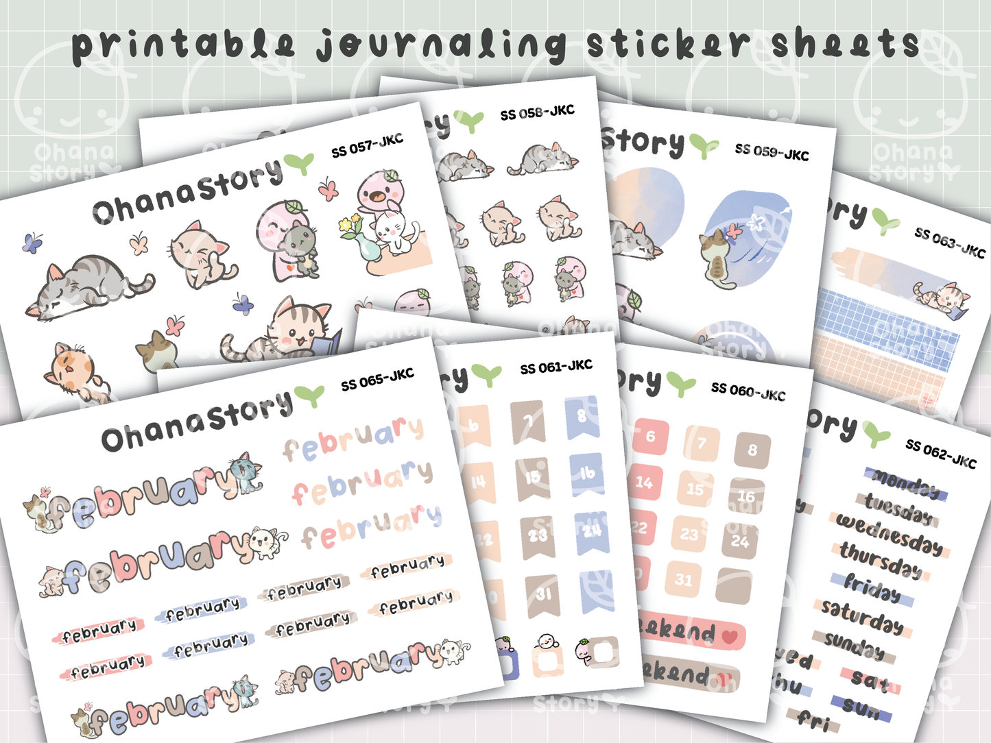 JKC | Buji and Cats | Printable Journaling Stickers for Planners & Bullet Journals