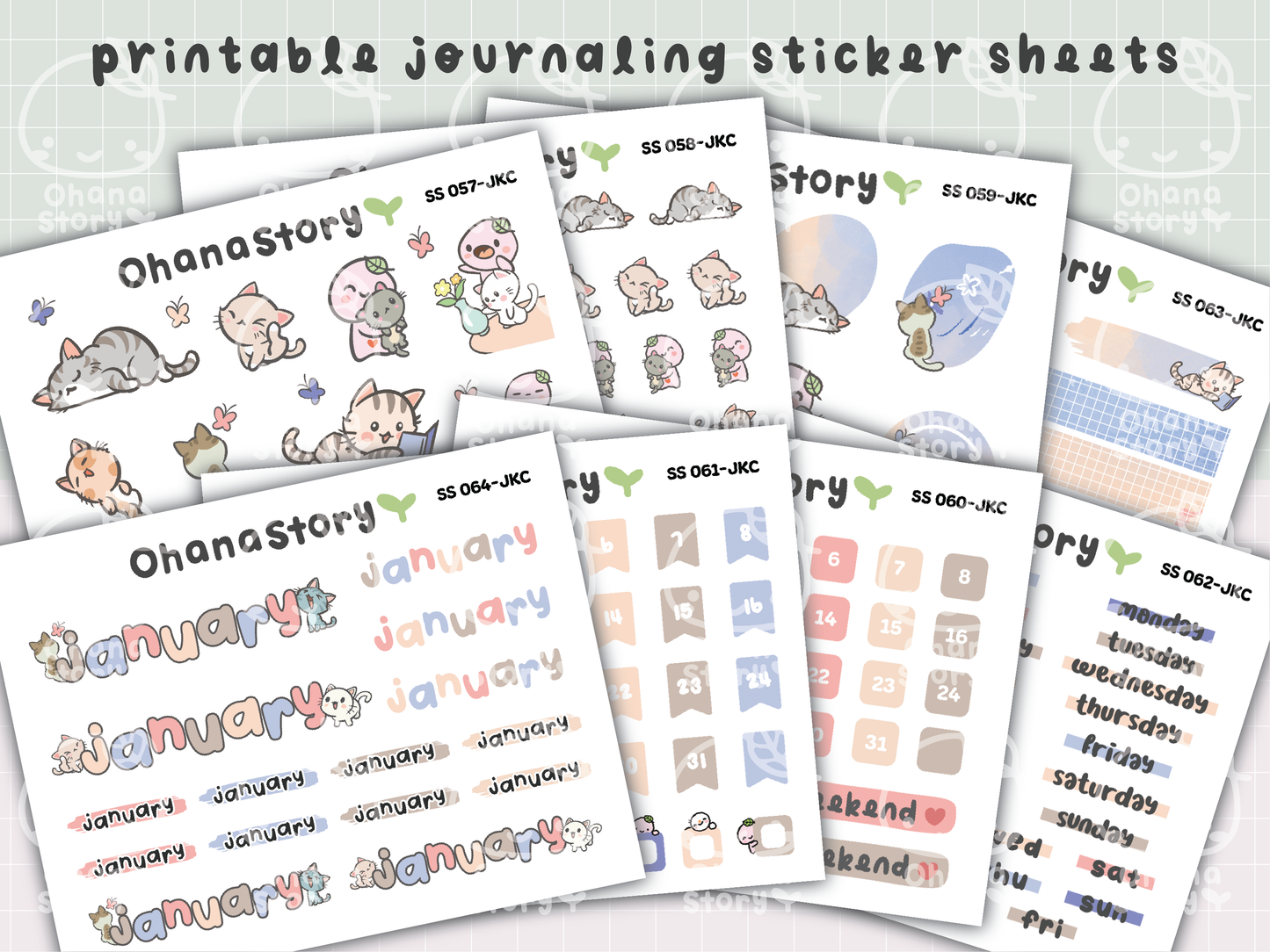 JKC | Buji and Cats | Printable Journaling Stickers for Planners & Bullet Journals