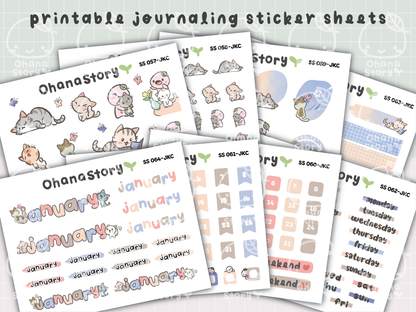 JKC | Buji and Cats | Printable Journaling Stickers for Planners & Bullet Journals
