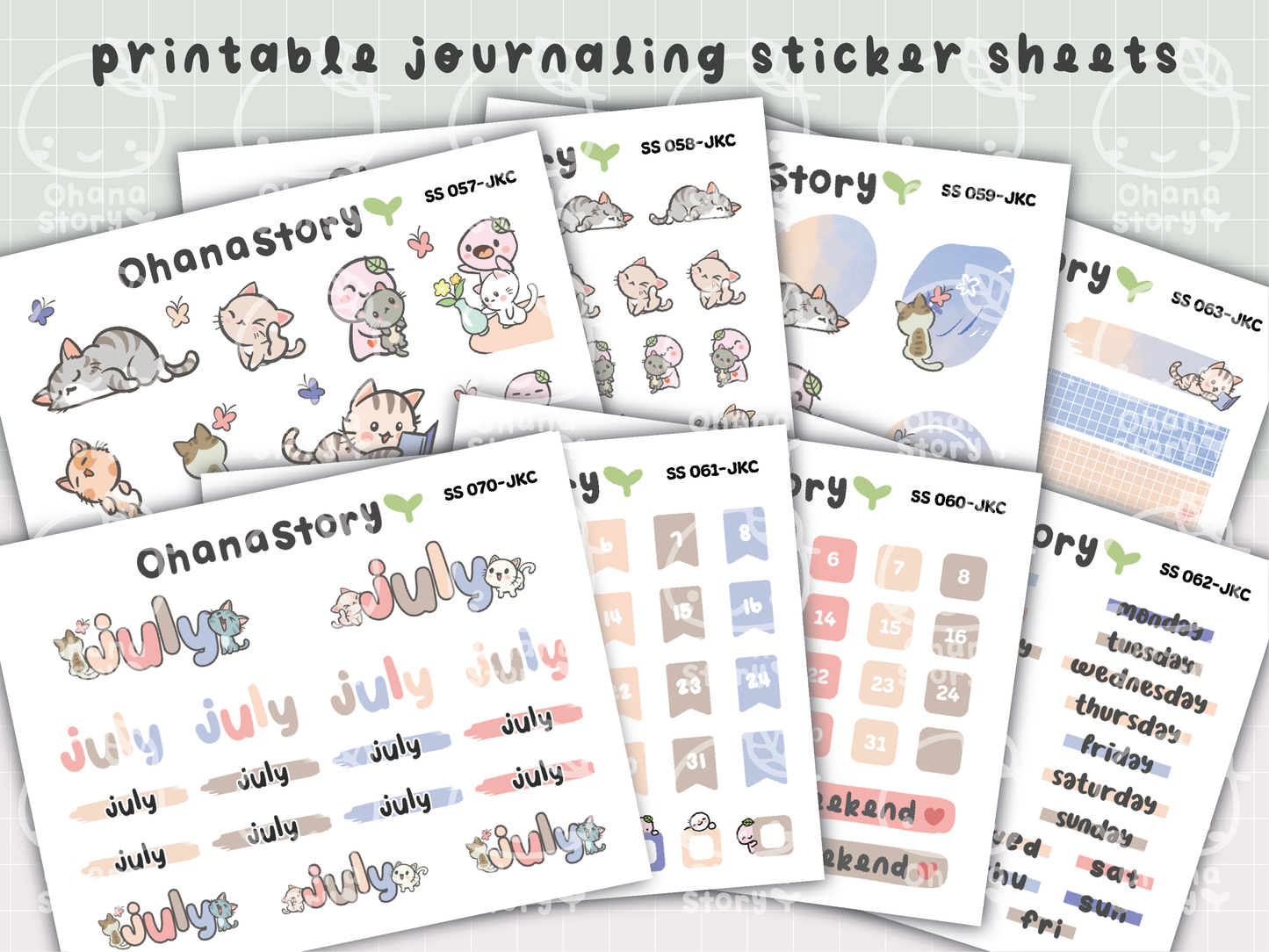 JKC | Buji and Cats | Printable Journaling Stickers for Planners & Bullet Journals