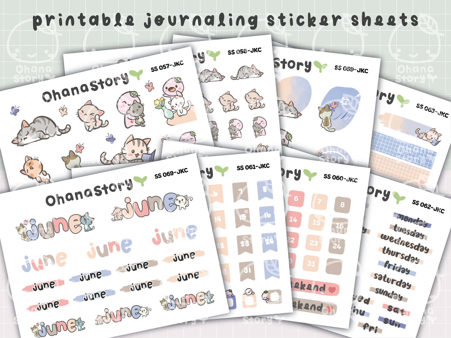 JKC | Buji and Cats | Printable Journaling Stickers for Planners & Bullet Journals