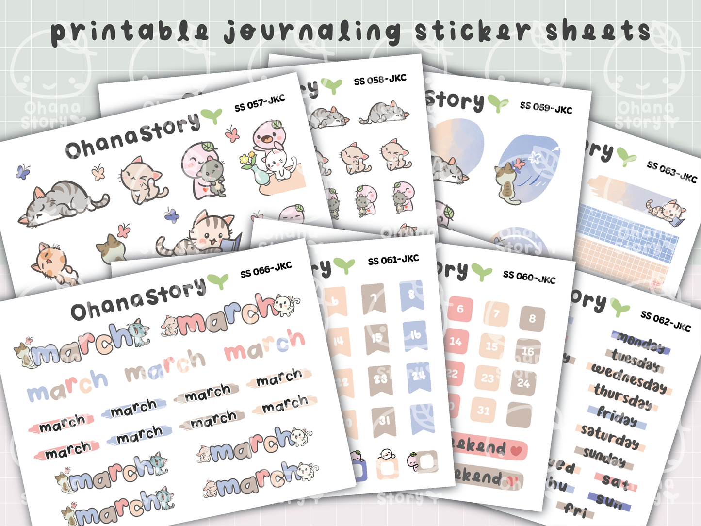 JKC | Buji and Cats | Printable Journaling Stickers for Planners & Bullet Journals