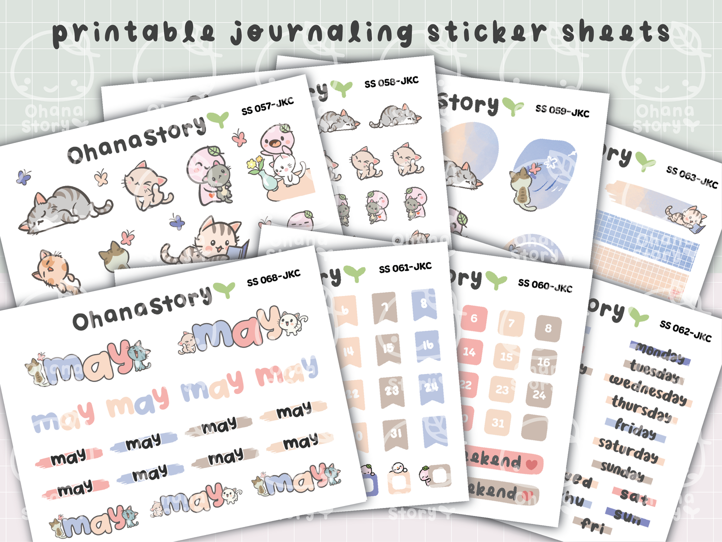 JKC | Buji and Cats | Printable Journaling Stickers for Planners & Bullet Journals