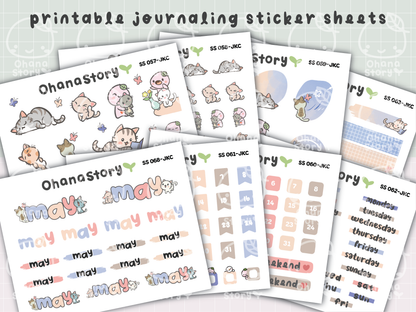 JKC | Buji and Cats | Printable Journaling Stickers for Planners & Bullet Journals