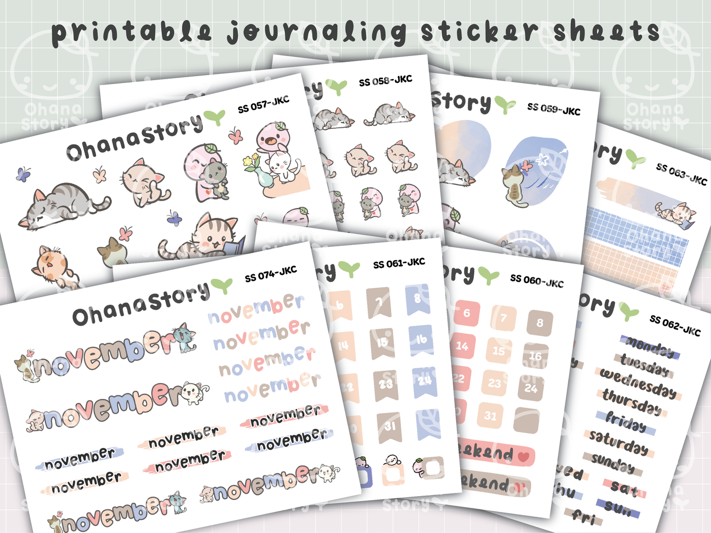 JKC | Buji and Cats | Printable Journaling Stickers for Planners & Bullet Journals