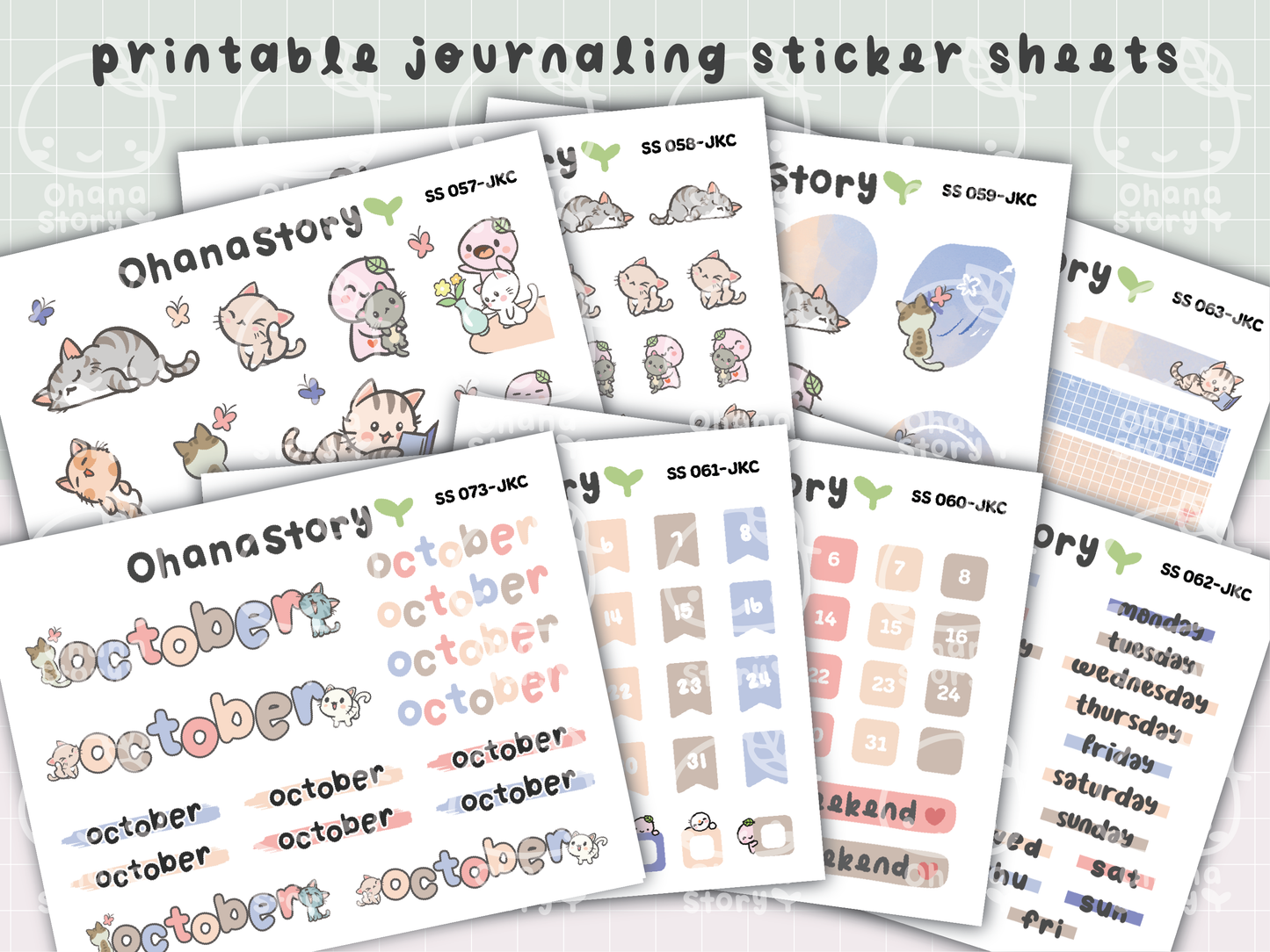 JKC | Buji and Cats | Printable Journaling Stickers for Planners & Bullet Journals