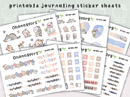 JKC | Buji and Cats | Printable Journaling Stickers for Planners & Bullet Journals