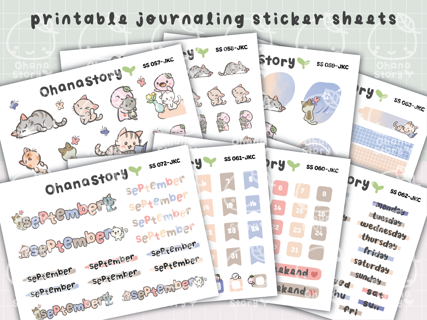 JKC | Buji and Cats | Printable Journaling Stickers for Planners & Bullet Journals