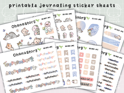 JKC | Buji and Cats | Printable Journaling Stickers for Planners & Bullet Journals
