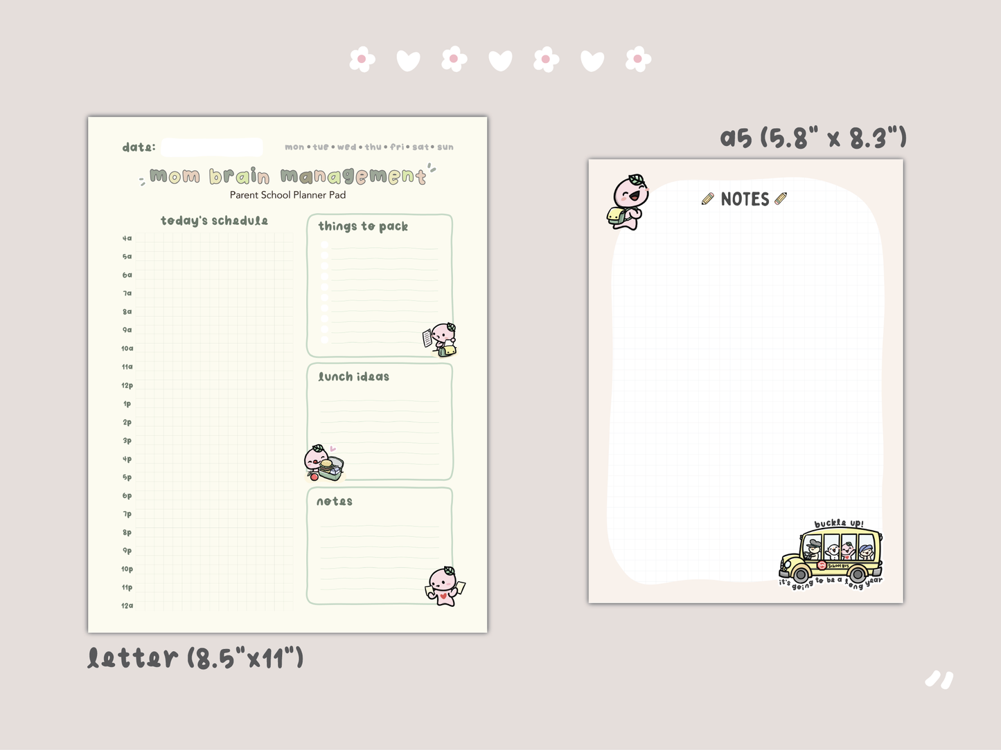 Back to School Digital Planning Notepads | A5 & US Letter | Digital Download