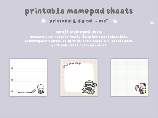 Back to School Digital Notepad | 3 x 3" Memopad