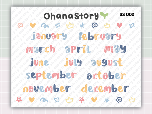 SS002 |January to December Printable Scripts